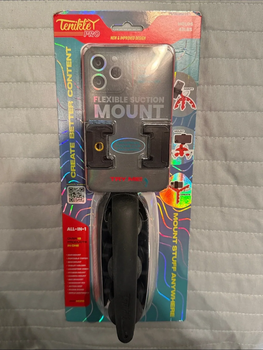 Mobile Phone Flexible Suction Mount - Black